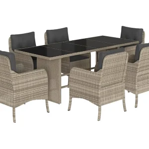 Karlyn 7-delige Tuinset met kussens poly rattan grijs Karlyn 7-delige Tuinset met kussens poly rattan grijs