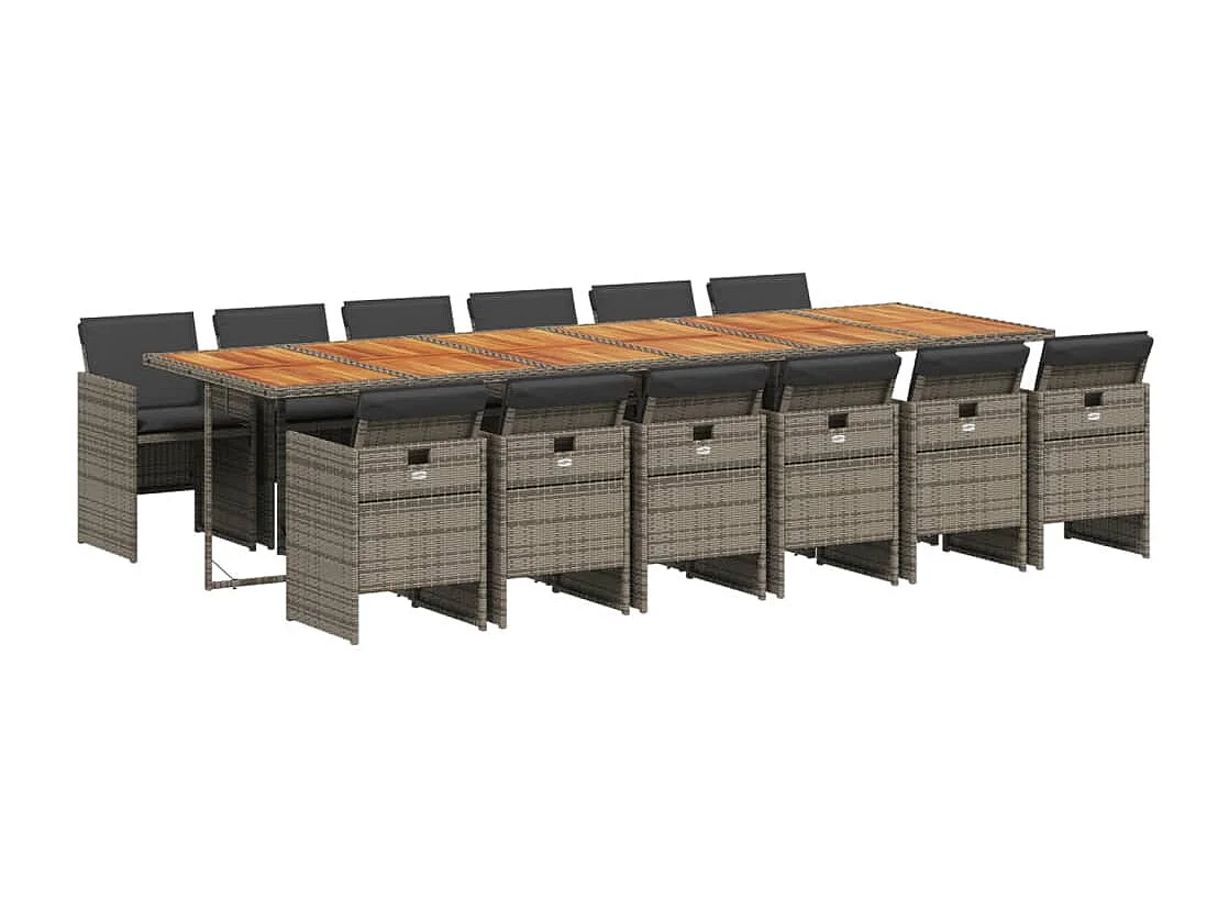 Jesse 13-delige Tuinset met kussens poly rattan grijs