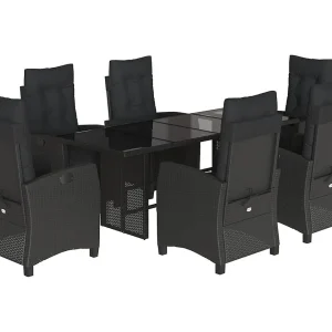 Igmar 7-delige Tuinset met kussens poly rattan zwart Igmar 7-delige Tuinset met kussens poly rattan zwart
