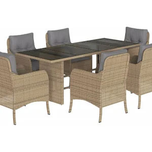 Karlyn 7-delige Tuinset met kussens poly rattan beige Karlyn 7-delige Tuinset met kussens poly rattan beige