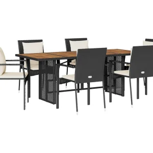 Jacqueline-Anne 7-delige Tuinset met kussens poly rattan zwart Jacqueline-Anne 7-delige Tuinset met kussens poly rattan zwart
