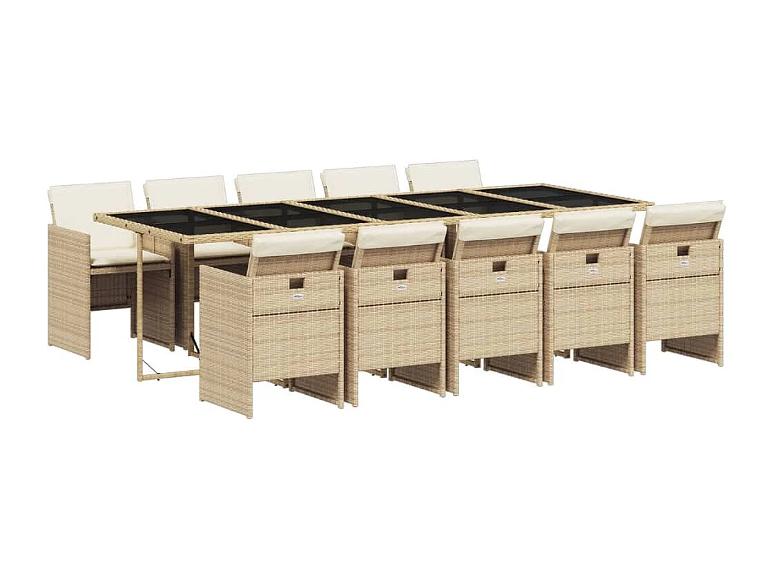 Jesse 11-delige Tuinset met kussens poly rattan beige