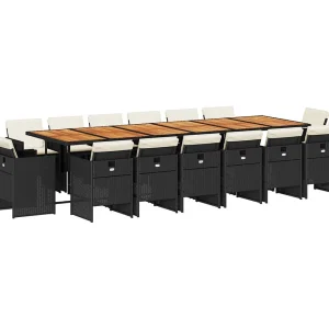 Jeroen 17-delige Tuinset met kussens poly rattan zwart Jeroen 17-delige Tuinset met kussens poly rattan zwart