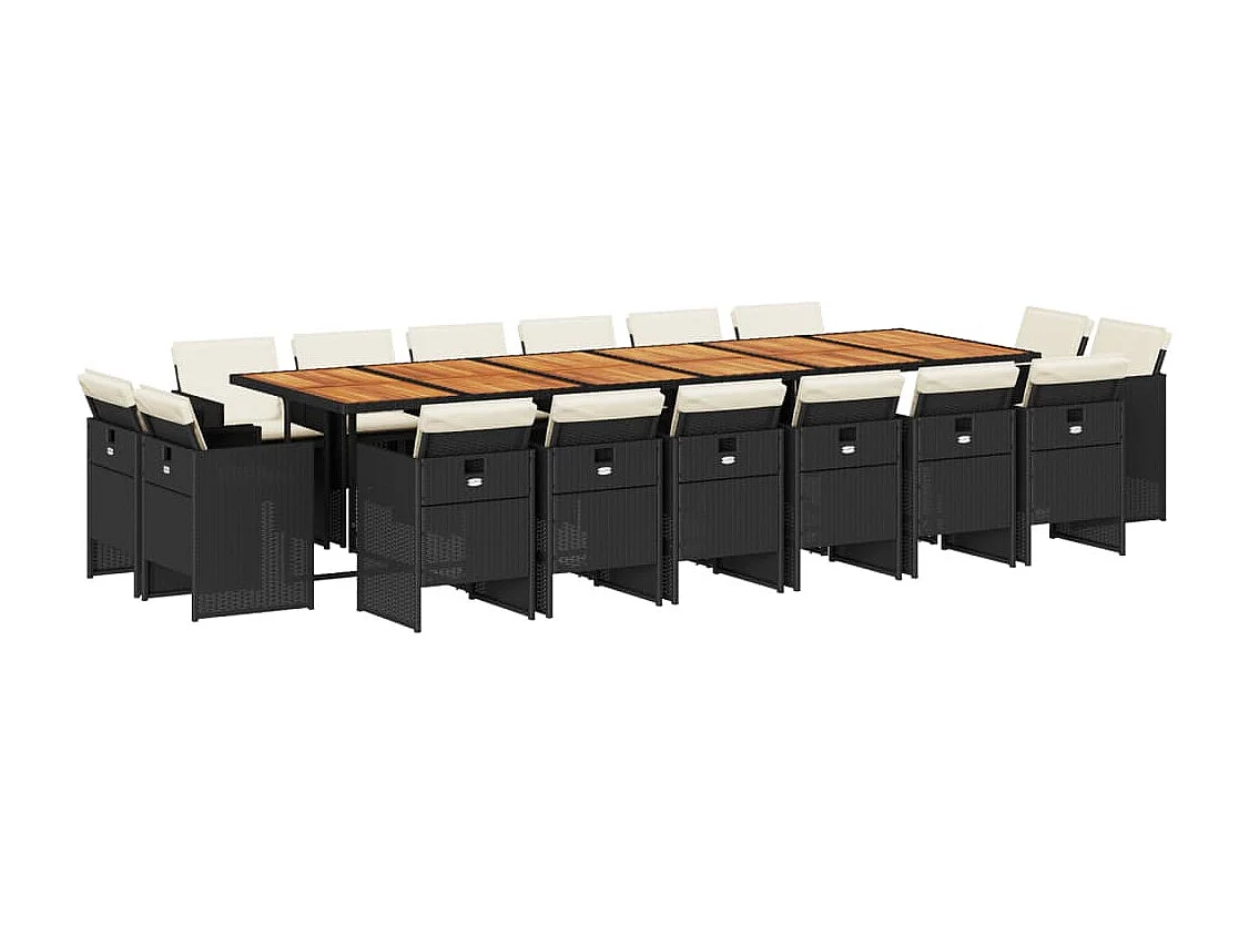 Jeroen 17-delige Tuinset met kussens poly rattan zwart
