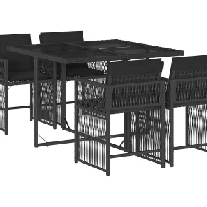 Jeffersontown 5-delige Tuinset met kussens poly rattan zwart Jeffersontown 5-delige Tuinset met kussens poly rattan zwart