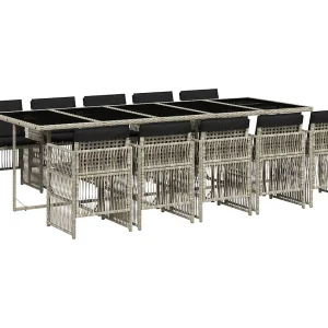Ilo 11-delige Tuinset met kussens poly rattan lichtgrijs Ilo 11-delige Tuinset met kussens poly rattan lichtgrijs