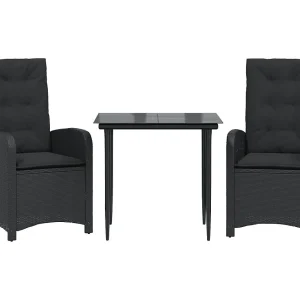 Ilsora 3-delige Tuinset met kussens poly rattan zwart Ilsora 3-delige Tuinset met kussens poly rattan zwart