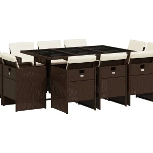 Jeroen  11-delige Tuinset met kussens poly rattan bruin