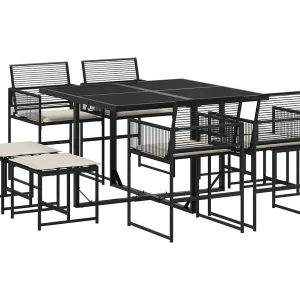 Isalora  9-delige Tuinset poly rattan zwart