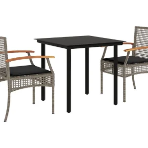 Janet Lynn 3-delige Tuinset met kussens poly rattan grijs Janet Lynn 3-delige Tuinset met kussens poly rattan grijs
