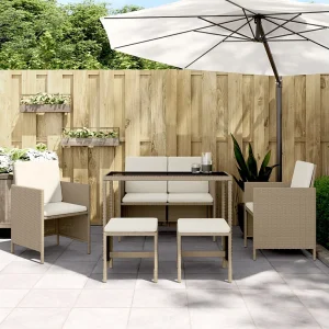 Kaleva 6-delige Tuinset met kussens poly rattan beige Kaleva 6-delige Tuinset met kussens poly rattan beige