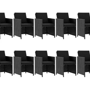 Ilran 11-delige Tuinset met kussens poly rattan zwart Ilran 11-delige Tuinset met kussens poly rattan zwart