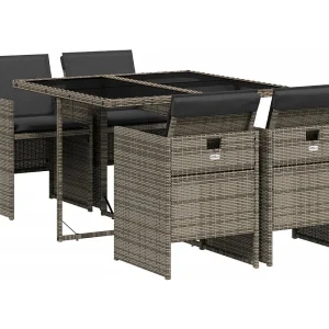 Jesse  5-delige Tuinset met kussens poly rattan grijs