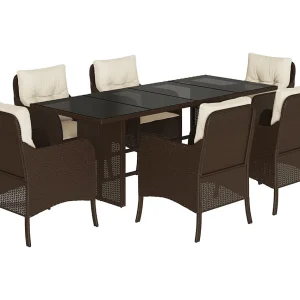 Karlyn 7-delige Tuinset met kussens poly rattan bruin Karlyn 7-delige Tuinset met kussens poly rattan bruin