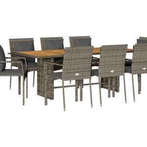 Jacqueline-Anne 9-delige Tuinset met kussens poly rattan grijs Jacqueline-Anne 9-delige Tuinset met kussens poly rattan grijs