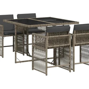Jeffersontown 5-delige Tuinset met kussens poly rattan grijs Jeffersontown 5-delige Tuinset met kussens poly rattan grijs
