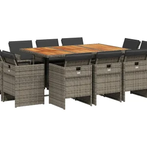 Jeroen  11-delige Tuinset met kussens poly rattan grijs