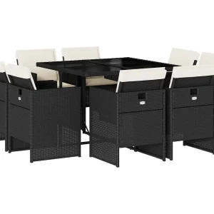 Jeroen  9-delige Tuinset poly rattan zwart