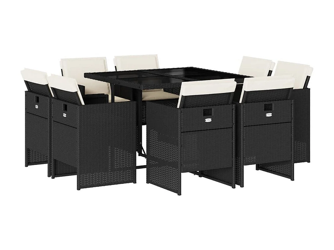 Jeroen 9-delige Tuinset poly rattan zwart