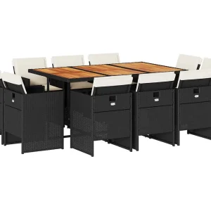Jeroen  11-delige Tuinset met kussens poly rattan zwart
