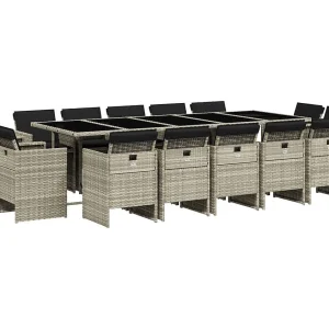 Jeroen 15-delige Tuinset met kussens poly rattan lichtgrijs Jeroen 15-delige Tuinset met kussens poly rattan lichtgrijs