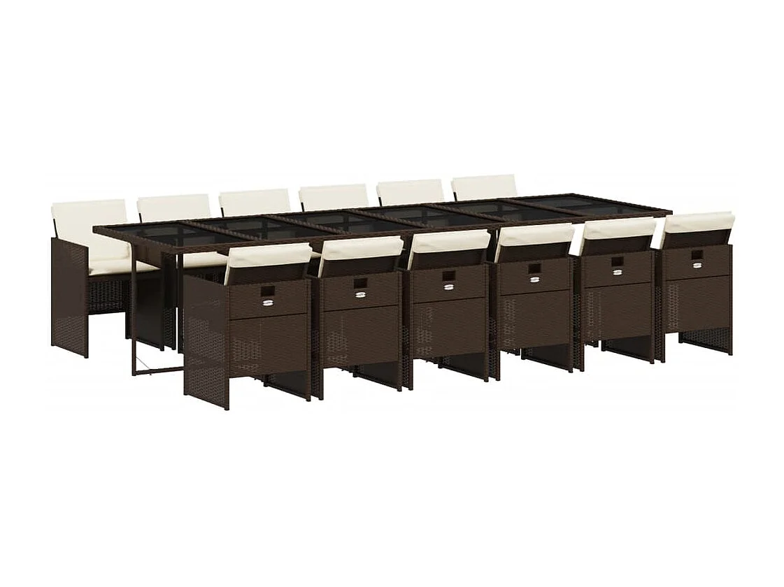 Jesse 13-delige Tuinset met kussens poly rattan bruin