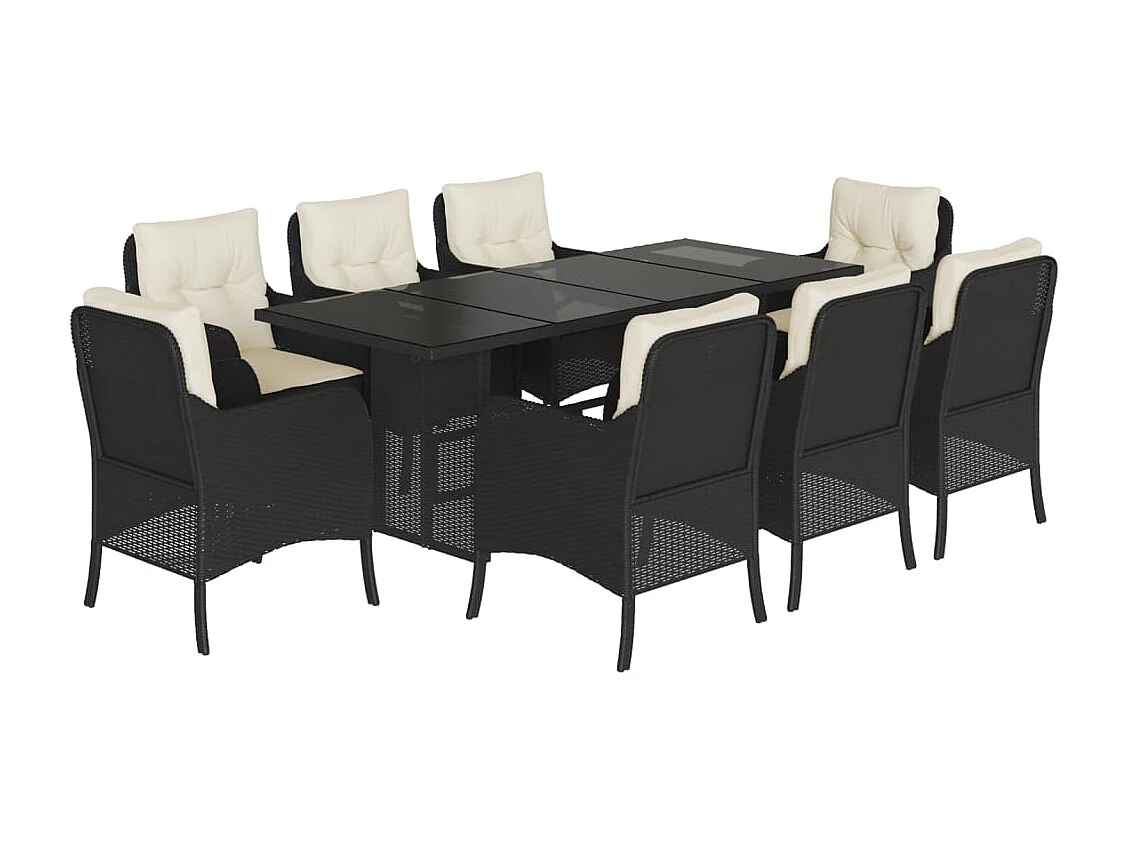 Karlyn 9-delige Tuinset poly rattan zwart