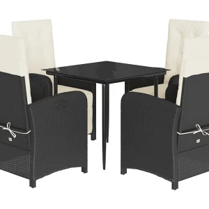 Issy-les-Moulineaux  5-delige Tuinset met kussens poly rattan zwart