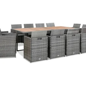 Hugo 13-delige Tuinset met kussens poly rattan antracietkleurig Hugo 13-delige Tuinset met kussens poly rattan antracietkleurig