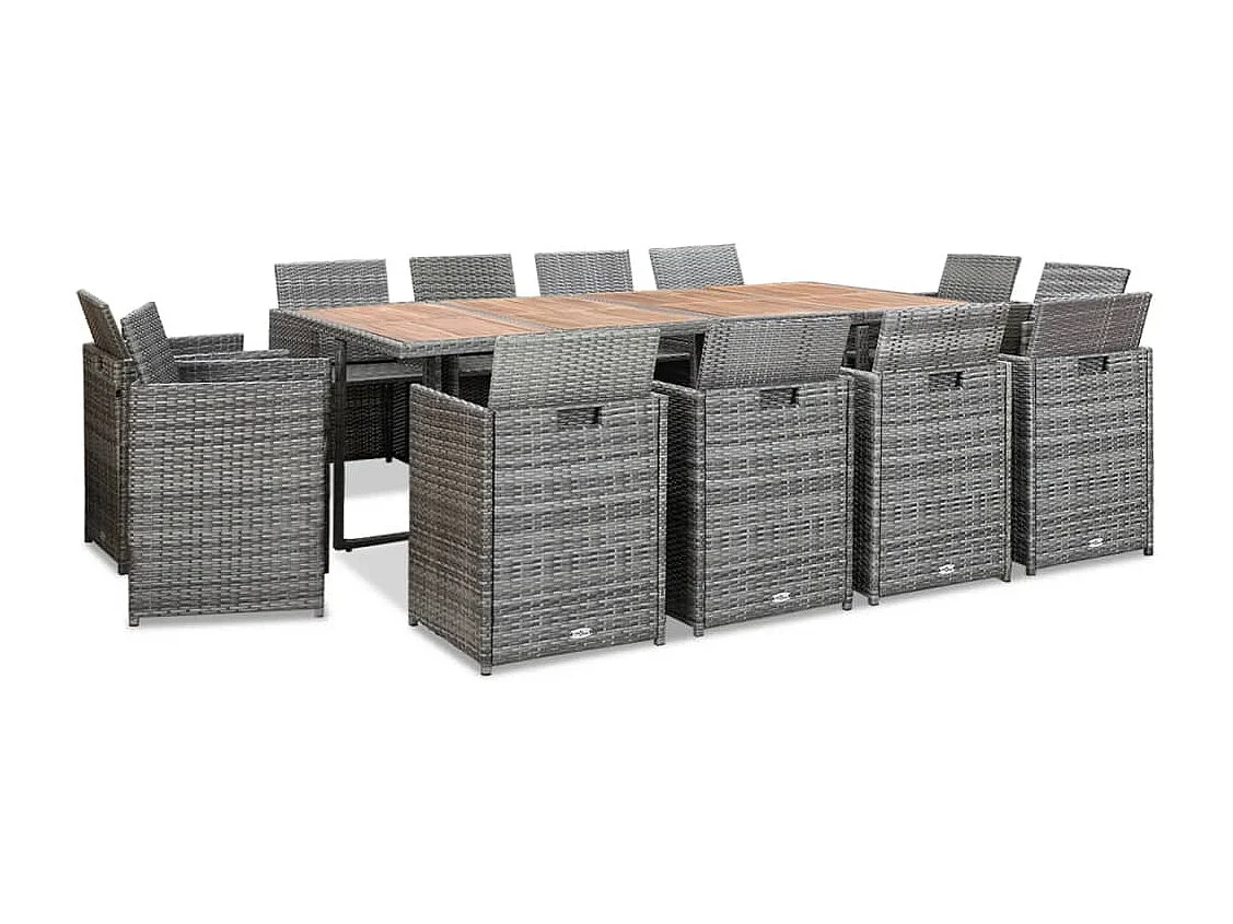 Hugo 13-delige Tuinset met kussens poly rattan antracietkleurig