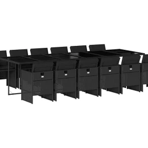 Jesse  13-delige Tuinset met kussens poly rattan zwart