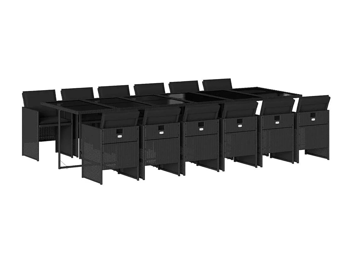 Jesse 13-delige Tuinset met kussens poly rattan zwart