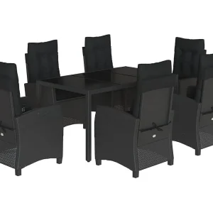 Jalnar 7-delige Tuinset met kussens poly rattan zwart Jalnar 7-delige Tuinset met kussens poly rattan zwart