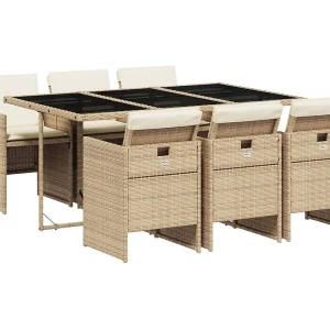 Jesse  7-delige Tuinset met kussens poly rattan beige