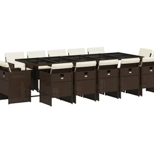 Jeroen 15-delige Tuinset met kussens poly rattan bruin Jeroen 15-delige Tuinset met kussens poly rattan bruin