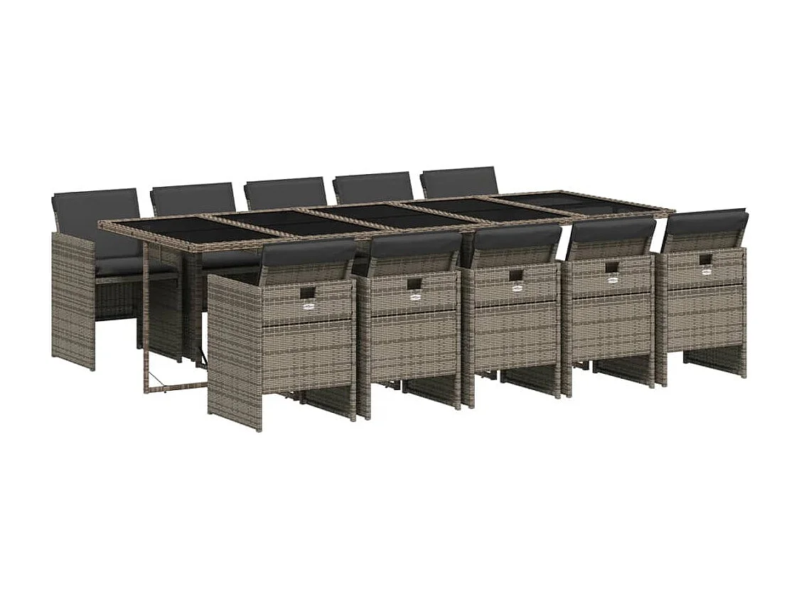 Jesse 11-delige Tuinset met kussens poly rattan grijs