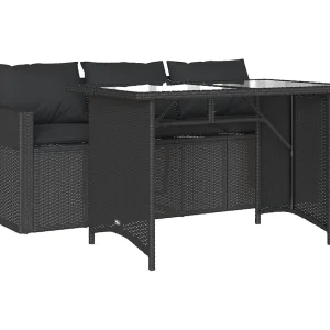 Jornar  2-delige Tuinset met kussens poly rattan zwart