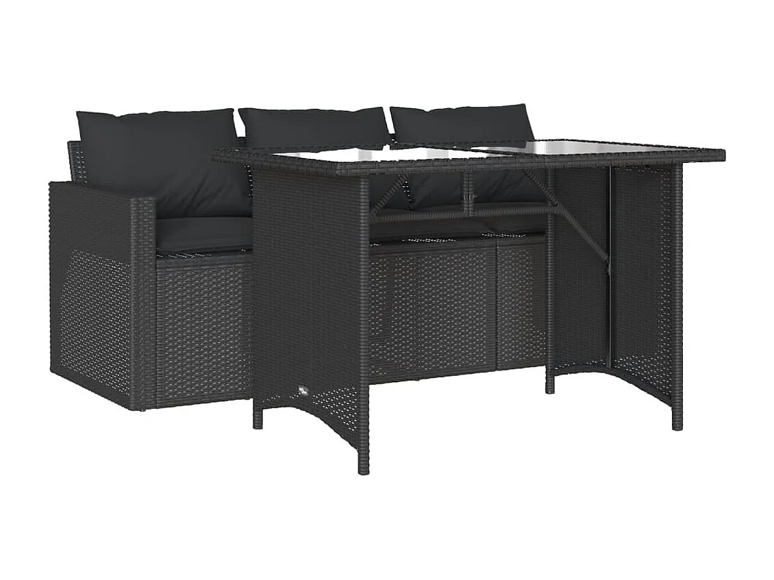 Jornar 2-delige Tuinset met kussens poly rattan zwart