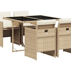 Jesse  5-delige Tuinset met kussens poly rattan beige