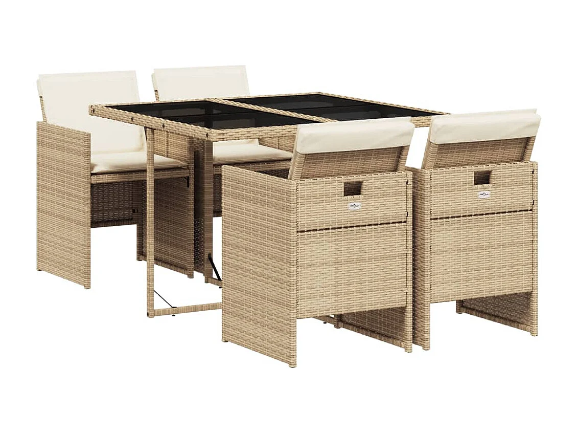 Jesse 5-delige Tuinset met kussens poly rattan beige