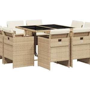 Jeroen 9-delige Tuinset met kussens poly rattan beige Jeroen 9-delige Tuinset met kussens poly rattan beige