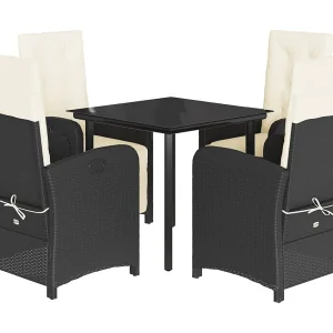 Issy-les-Moulineaux  5-delige Tuinset met kussens poly rattan zwart