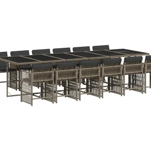 Jeffersontown 13-delige Tuinset met kussens poly rattan grijs Jeffersontown 13-delige Tuinset met kussens poly rattan grijs