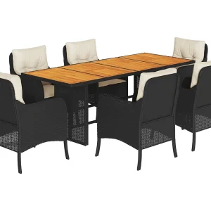 Karlyn 7-delige Tuinset met kussens poly rattan zwart Karlyn 7-delige Tuinset met kussens poly rattan zwart