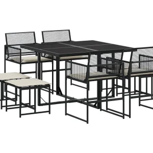 Ilver  9-delige Tuinset poly rattan zwart