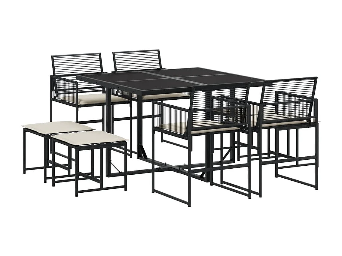 Ilver 9-delige Tuinset poly rattan zwart