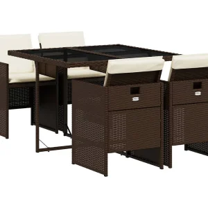 Jesse  5-delige Tuinset met kussens poly rattan bruin