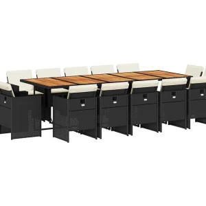 Jeroen 15-delige Tuinset met kussens poly rattan zwart Jeroen 15-delige Tuinset met kussens poly rattan zwart