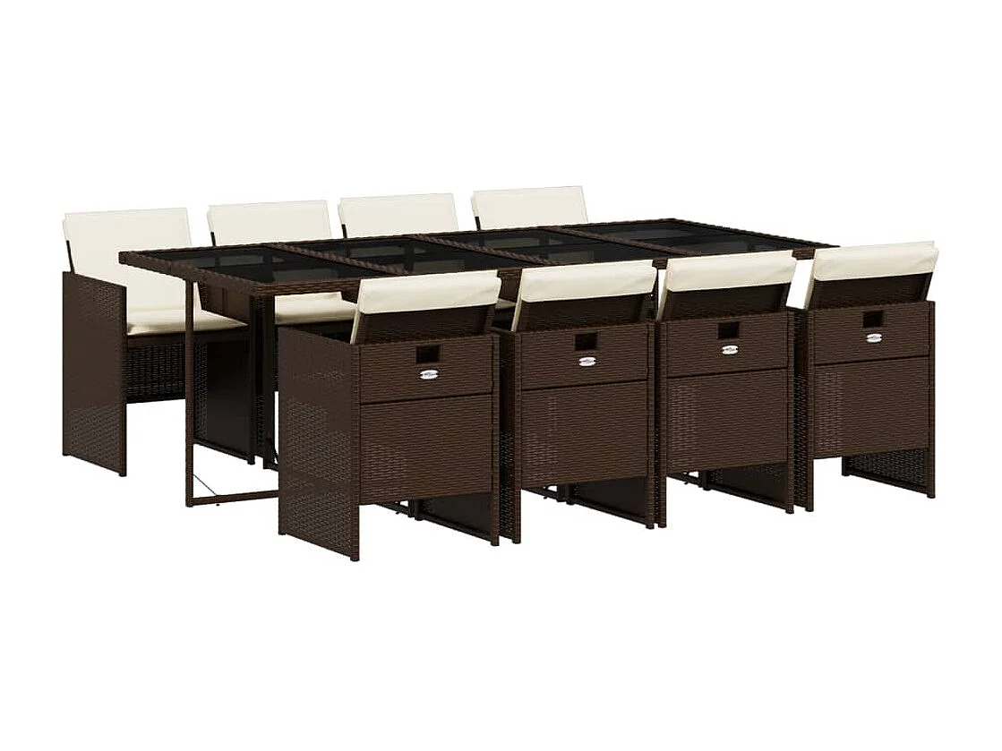 Jesse 9-delige Tuinset met kussens poly rattan bruin