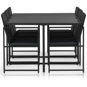 Holly Ann 7-delige Tuinset met kussens poly rattan zwart Holly Ann 7-delige Tuinset met kussens poly rattan zwart